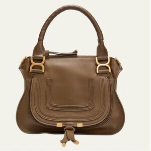 Chloe Marcie Small Satchel Bag in Grained Calfskin Dark Khaki NWT